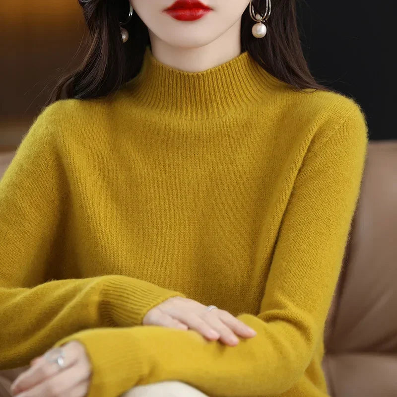 CozyKnit Women's Half High Collar Sweater Pullover - Soft Knit, Perfect for Autumn & Winter 3