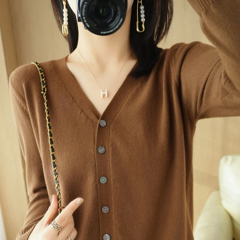 Variant image for Cashmere Cardigan for Women - V-Neck Oversized Loose Fit for Autumn Wear-9