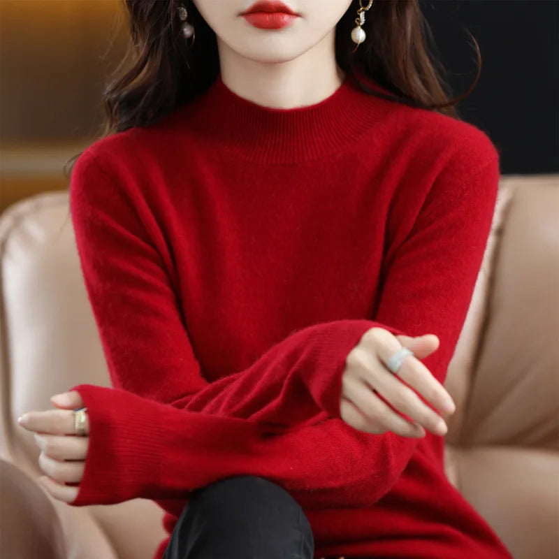 Variant image for CozyKnit Women's Half High Collar Sweater Pullover - Soft Knit, Perfect for Autumn & Winter-11