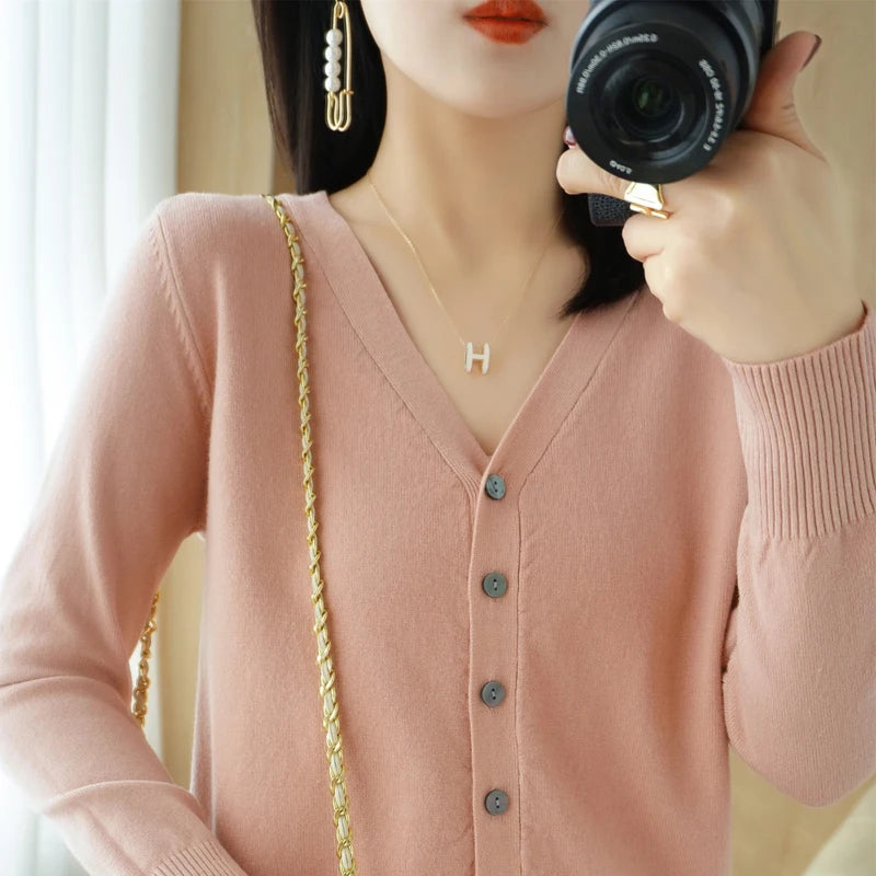 Variant image for Cashmere Cardigan for Women - V-Neck Oversized Loose Fit for Autumn Wear-8
