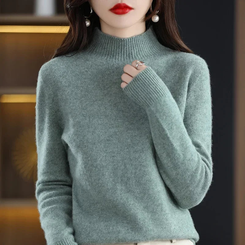 Variant image for CozyKnit Women's Half High Collar Sweater Pullover - Soft Knit, Perfect for Autumn & Winter-9