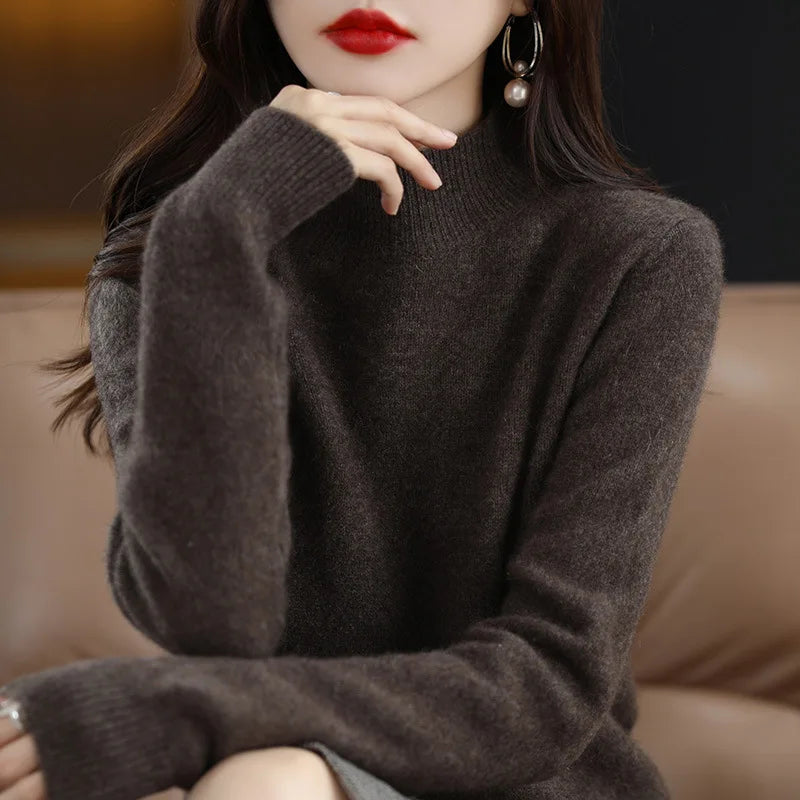 Variant image for CozyKnit Women's Half High Collar Sweater Pullover - Soft Knit, Perfect for Autumn & Winter-1