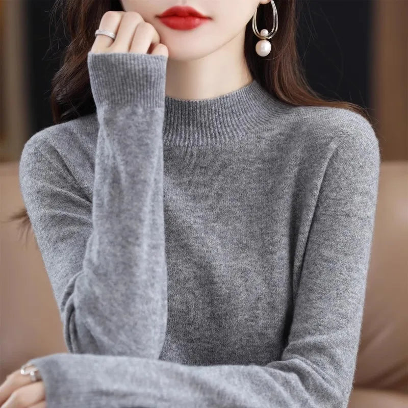 Variant image for CozyKnit Women's Half High Collar Sweater Pullover - Soft Knit, Perfect for Autumn & Winter-12