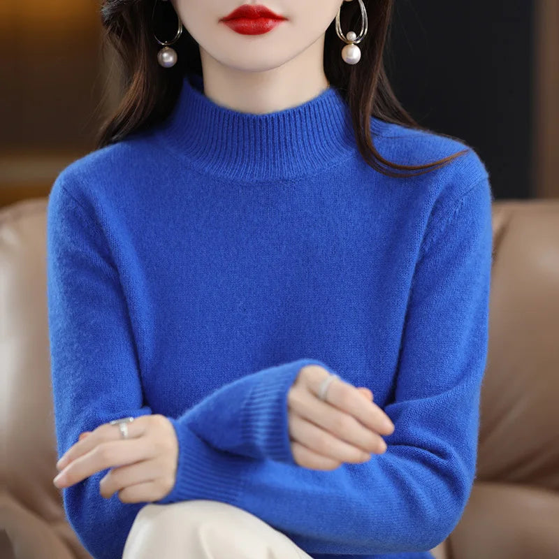 Variant image for CozyKnit Women's Half High Collar Sweater Pullover - Soft Knit, Perfect for Autumn & Winter-17
