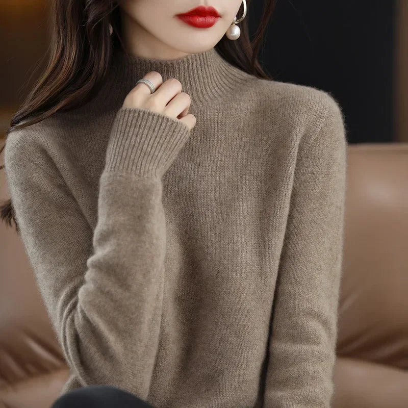 Variant image for CozyKnit Women's Half High Collar Sweater Pullover - Soft Knit, Perfect for Autumn & Winter-7