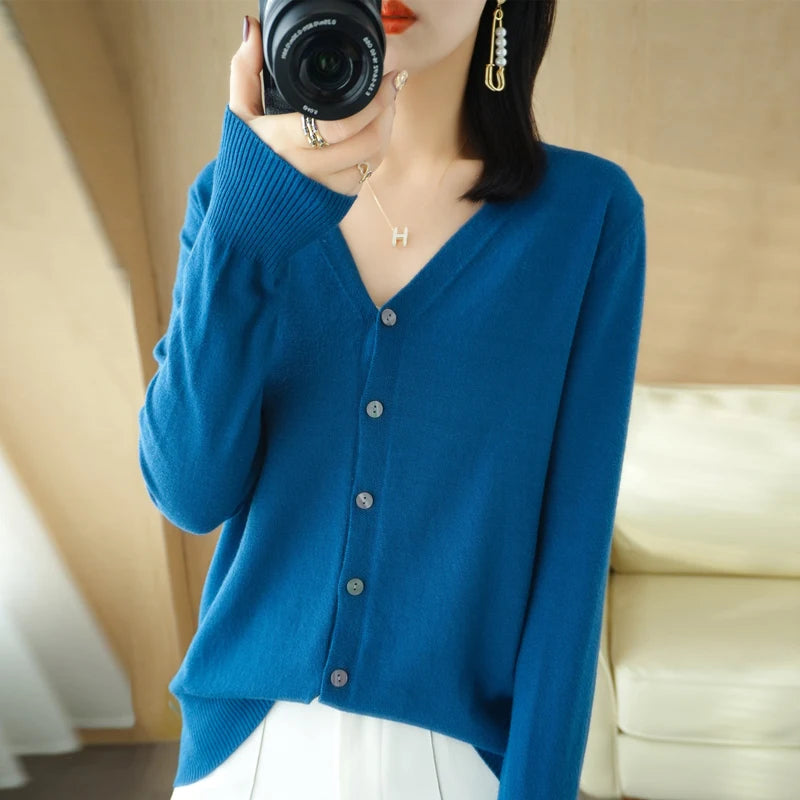 Variant image for Cashmere Cardigan for Women - V-Neck Oversized Loose Fit for Autumn Wear-1