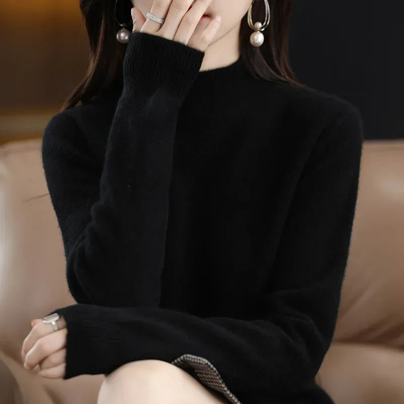 Variant image for CozyKnit Women's Half High Collar Sweater Pullover - Soft Knit, Perfect for Autumn & Winter-18