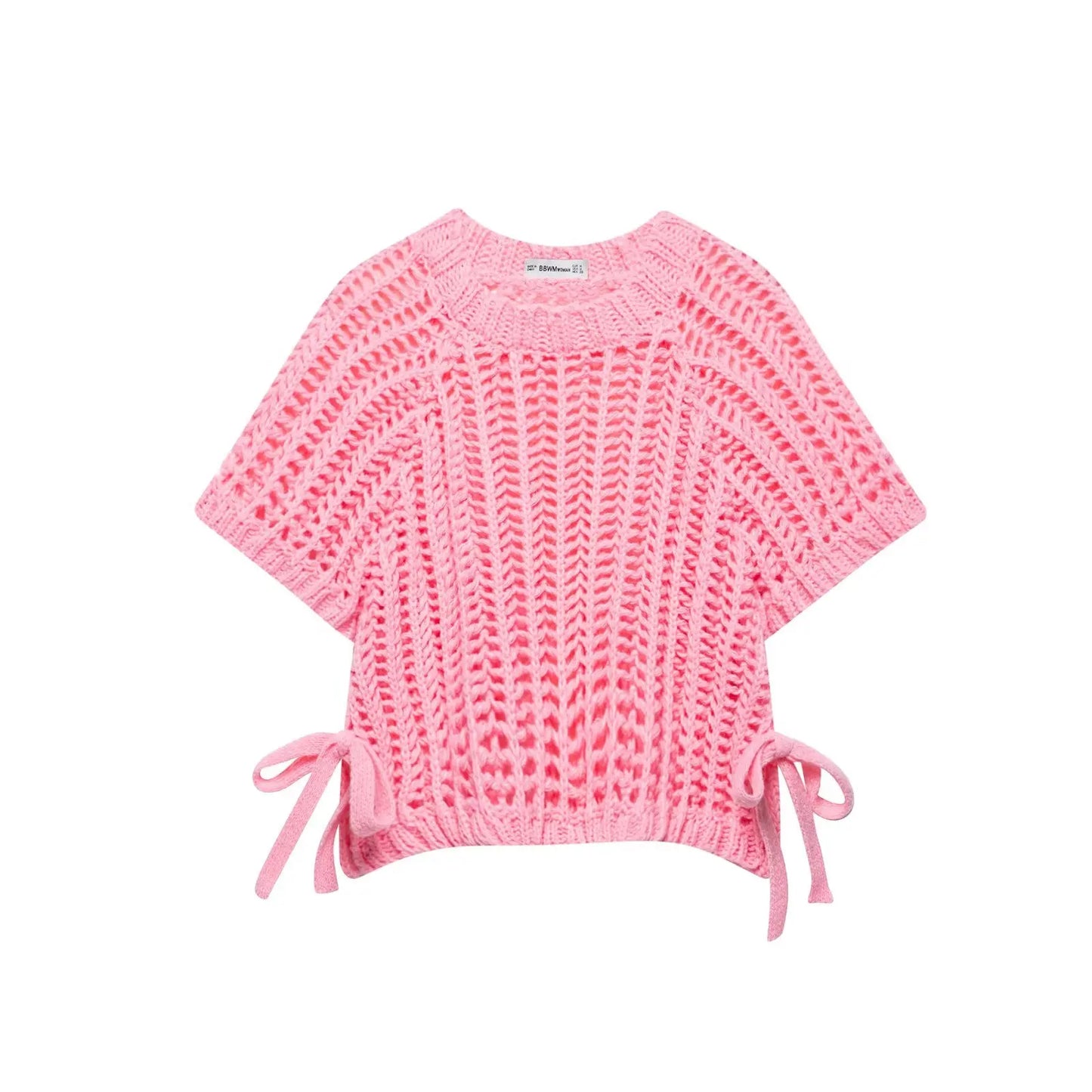 Variant image for Elegant Women's Sweater - Hollow Out Knit Pullover with Lace-Up Bow-8