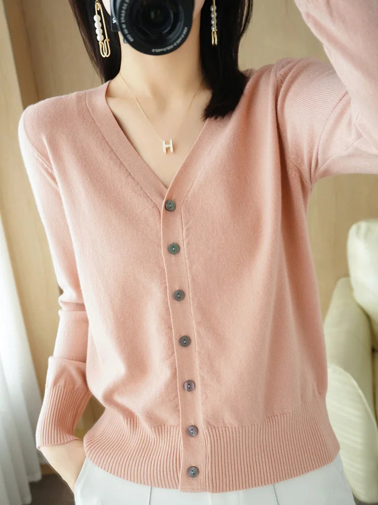 Cashmere Cardigan for Women - V-Neck Oversized Loose Fit for Autumn Wear 2
