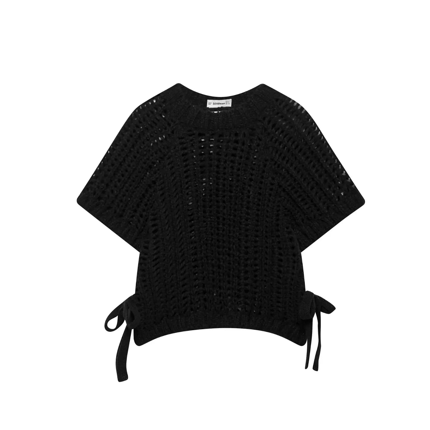 Variant image for Elegant Women's Sweater - Hollow Out Knit Pullover with Lace-Up Bow-12