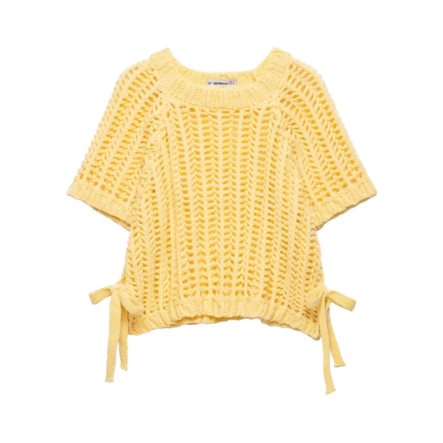 Variant image for Elegant Women's Sweater - Hollow Out Knit Pullover with Lace-Up Bow-16