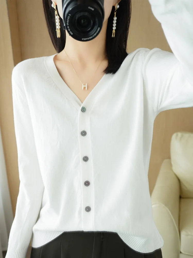 Cashmere Cardigan for Women - V-Neck Oversized Loose Fit for Autumn Wear 5