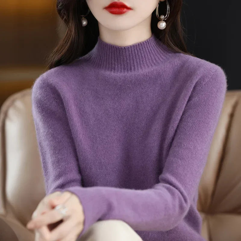 Variant image for CozyKnit Women's Half High Collar Sweater Pullover - Soft Knit, Perfect for Autumn & Winter-45