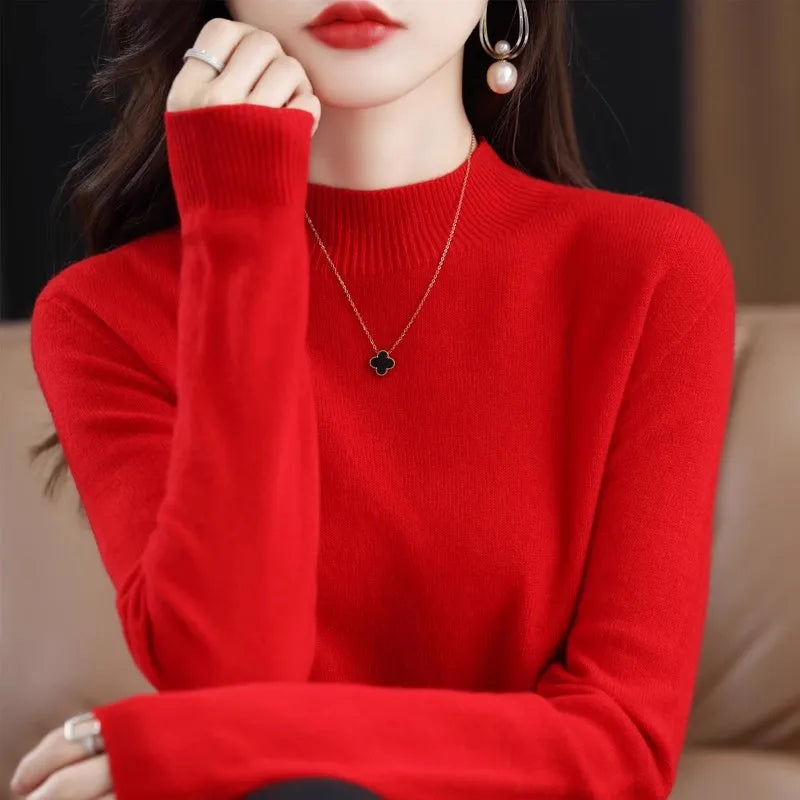 Variant image for CozyKnit Women's Half High Collar Sweater Pullover - Soft Knit, Perfect for Autumn & Winter-60