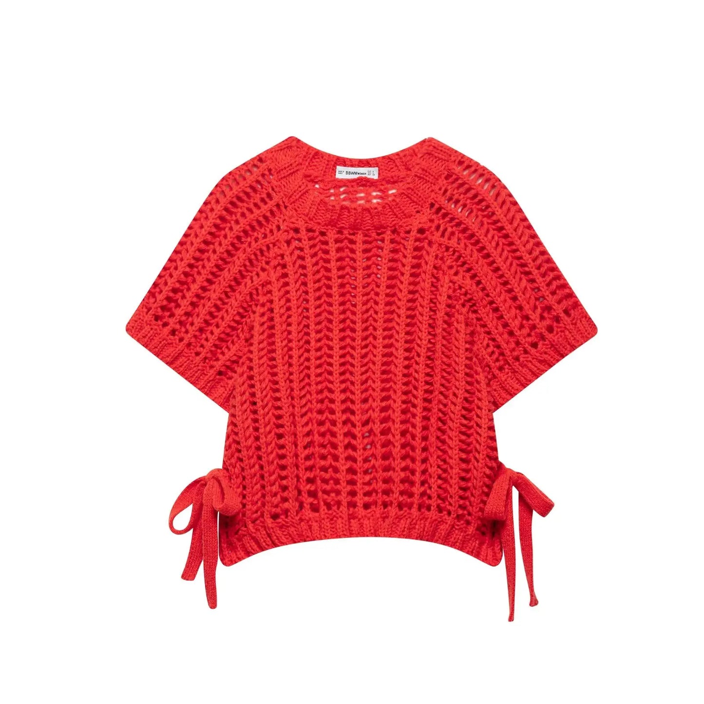 Variant image for Elegant Women's Sweater - Hollow Out Knit Pullover with Lace-Up Bow-4