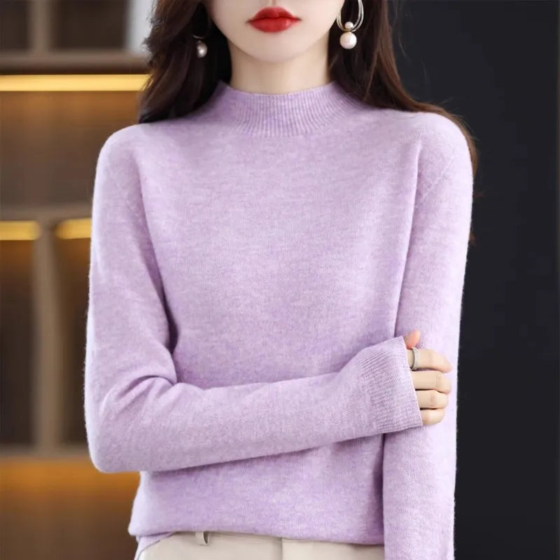 Variant image for CozyKnit Women's Half High Collar Sweater Pullover - Soft Knit, Perfect for Autumn & Winter-13