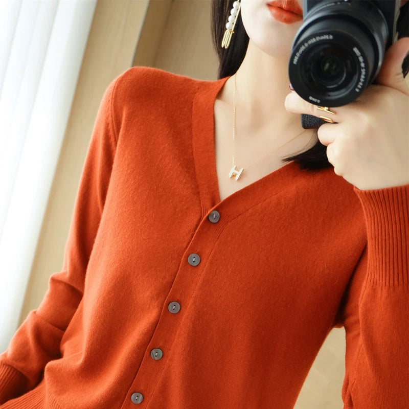 Variant image for Cashmere Cardigan for Women - V-Neck Oversized Loose Fit for Autumn Wear-18