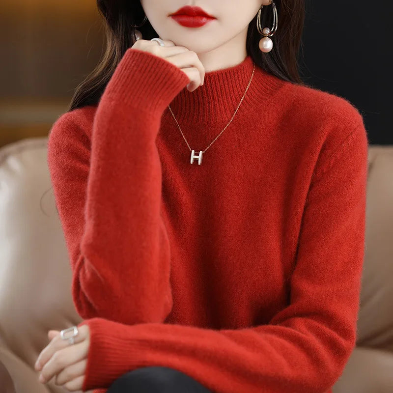 Variant image for CozyKnit Women's Half High Collar Sweater Pullover - Soft Knit, Perfect for Autumn & Winter-49