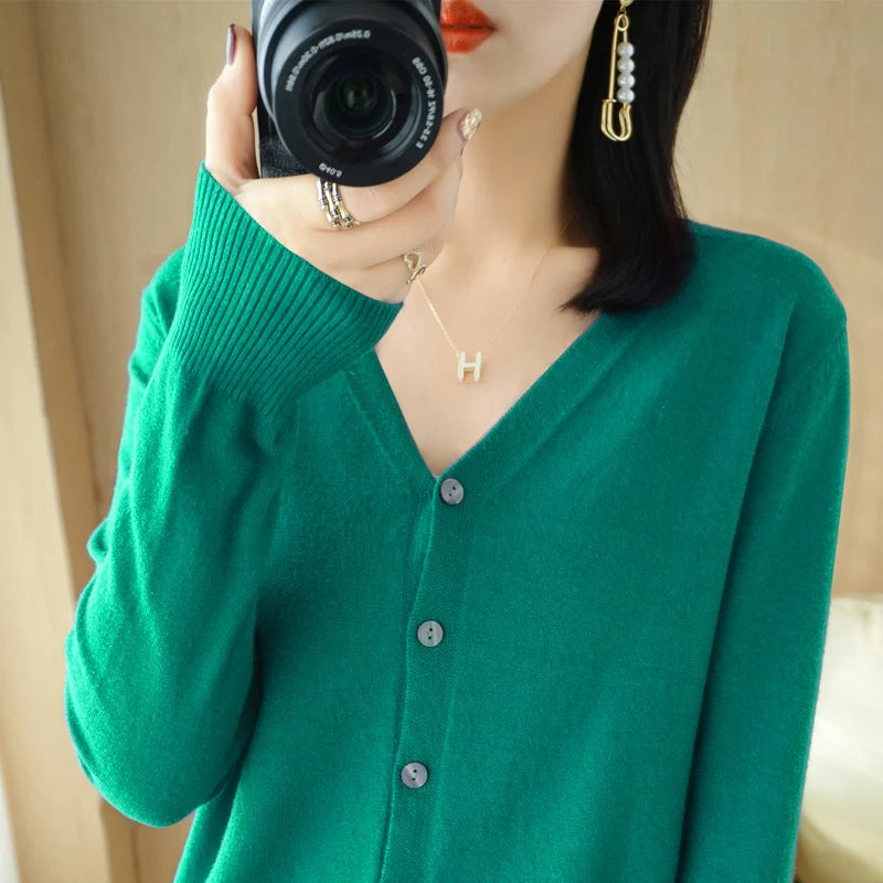 Variant image for Cashmere Cardigan for Women - V-Neck Oversized Loose Fit for Autumn Wear-24