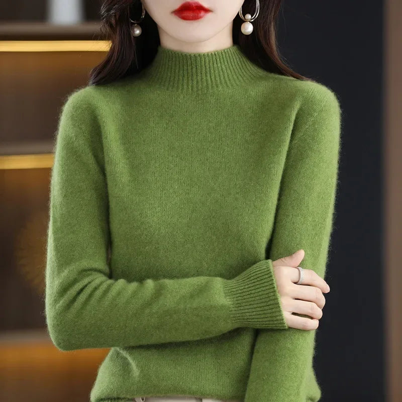 CozyKnit Women's Half High Collar Sweater Pullover - Soft Knit, Perfect for Autumn & Winter 4