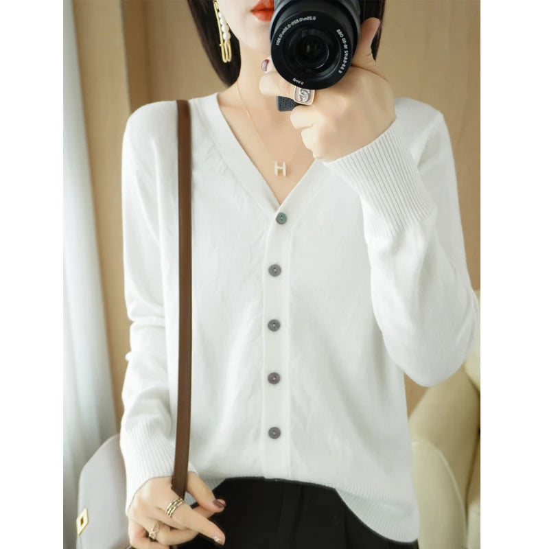Variant image for Cashmere Cardigan for Women - V-Neck Oversized Loose Fit for Autumn Wear-21