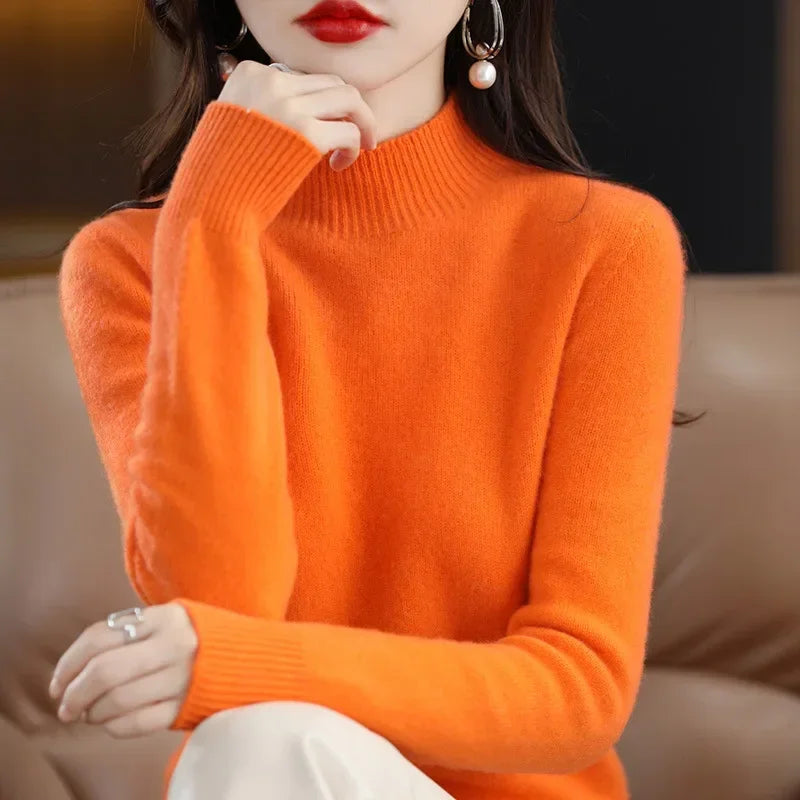 Variant image for CozyKnit Women's Half High Collar Sweater Pullover - Soft Knit, Perfect for Autumn & Winter-4