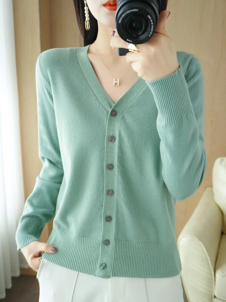 Cashmere Cardigan for Women - V-Neck Oversized Loose Fit for Autumn Wear 1