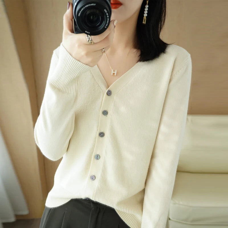 Variant image for Cashmere Cardigan for Women - V-Neck Oversized Loose Fit for Autumn Wear-20