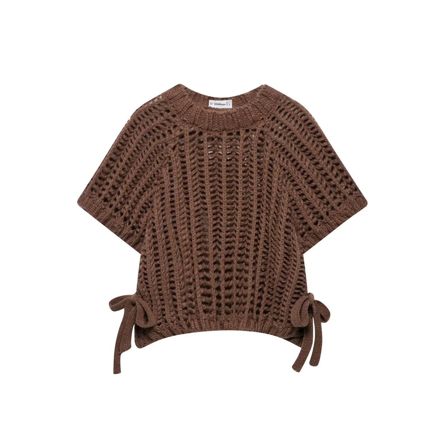 Variant image for Elegant Women's Sweater - Hollow Out Knit Pullover with Lace-Up Bow-5