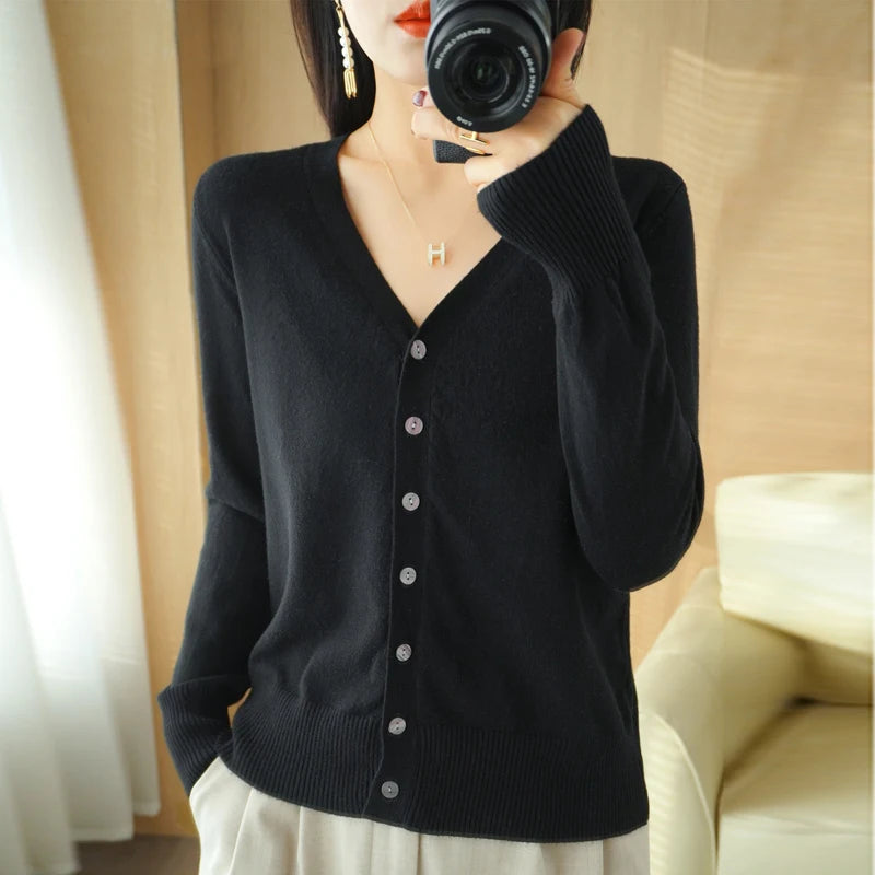 Variant image for Cashmere Cardigan for Women - V-Neck Oversized Loose Fit for Autumn Wear-37