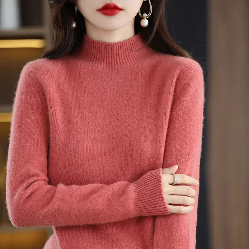 Variant image for CozyKnit Women's Half High Collar Sweater Pullover - Soft Knit, Perfect for Autumn & Winter-3