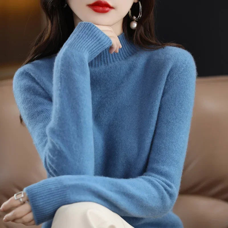 Variant image for CozyKnit Women's Half High Collar Sweater Pullover - Soft Knit, Perfect for Autumn & Winter-16