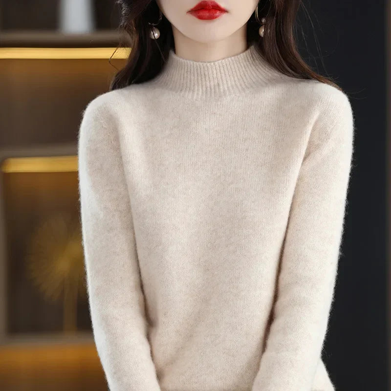 Variant image for CozyKnit Women's Half High Collar Sweater Pullover - Soft Knit, Perfect for Autumn & Winter-15