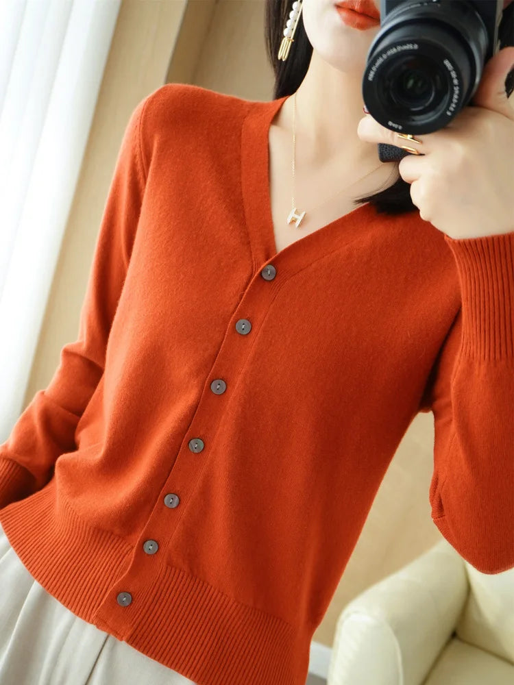Cashmere Cardigan for Women - V-Neck Oversized Loose Fit for Autumn Wear 4