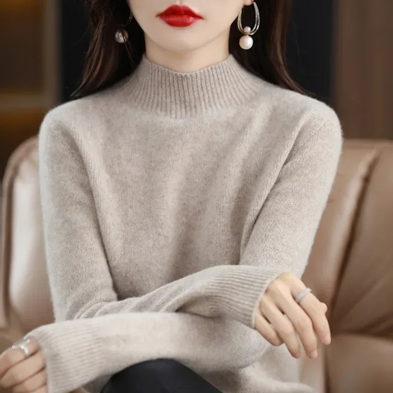 Variant image for CozyKnit Women's Half High Collar Sweater Pullover - Soft Knit, Perfect for Autumn & Winter-25