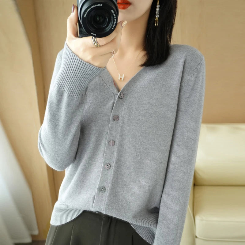 Variant image for Cashmere Cardigan for Women - V-Neck Oversized Loose Fit for Autumn Wear-12